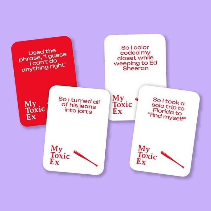 My Toxic Ex Party Game - Turn Heartbreak into Humor with 275 Hilarious Q&A Cards and Dares, Great for Big Groups and Adult Game Night, Ages 17+, 2+ Players, 30 Minute Playtime, Made by Fitz