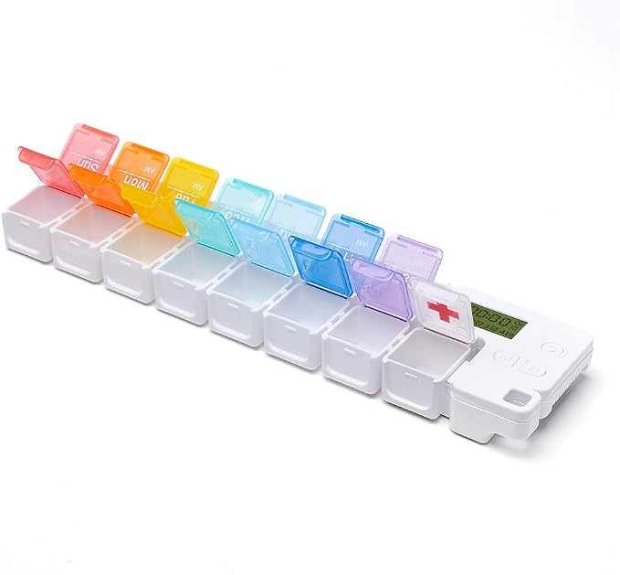 Smart Pill Box,15 Day Pill Organizer,4 Alarm Clocks,AM/PM Automatic Alarm Reminder,Hold Vitamins Fish Oil,Supplements,Travel Pill or Pillganizer,Suitable for The Elderly, Children, Office Workers
