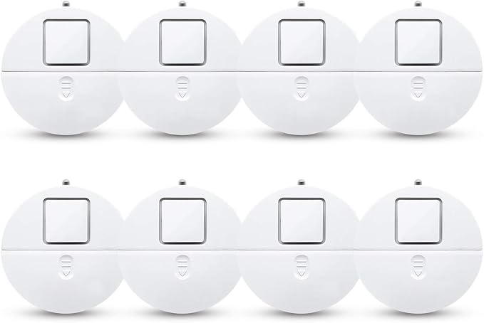 EVA LOGIK Modern Ultra-Thin Window Alarm with Loud 120dB Sound and Vibration Sensors Compatible with Virtually Any Window, Glass Break Alarm Perfect for Home, Office, Dorm Room- 8 Pack