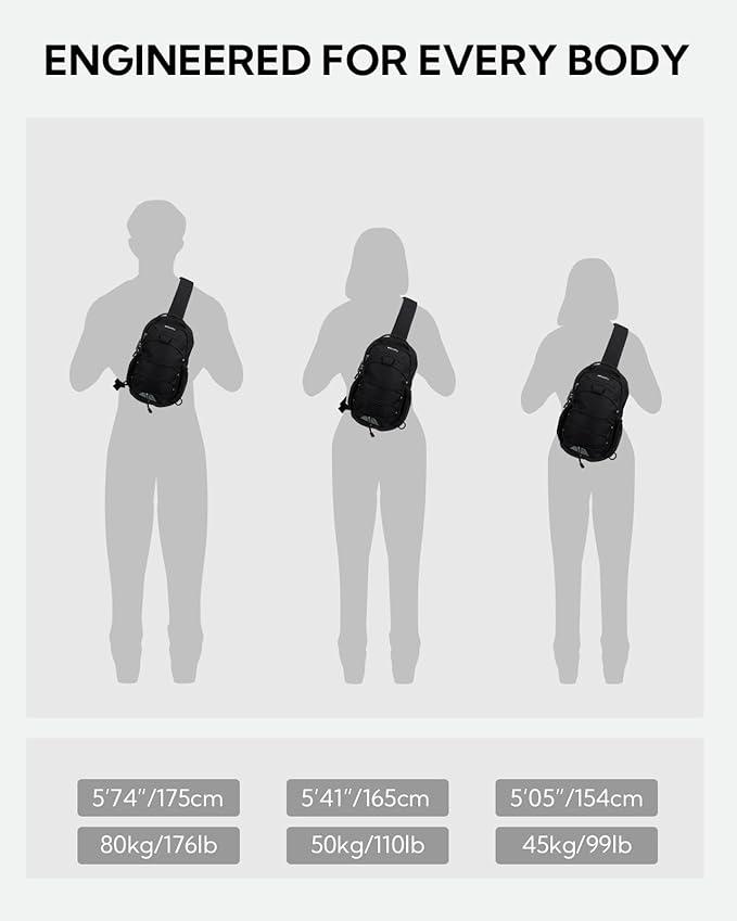 WATERFLY RFID Anti Theft Sling Bag: Small Crossbody Travel Hiking Daypacks | RFID pocket,Multi-compartment pocket,Water-resistant,Adjustable shoulder strap with card pocket,Lightweight nylon