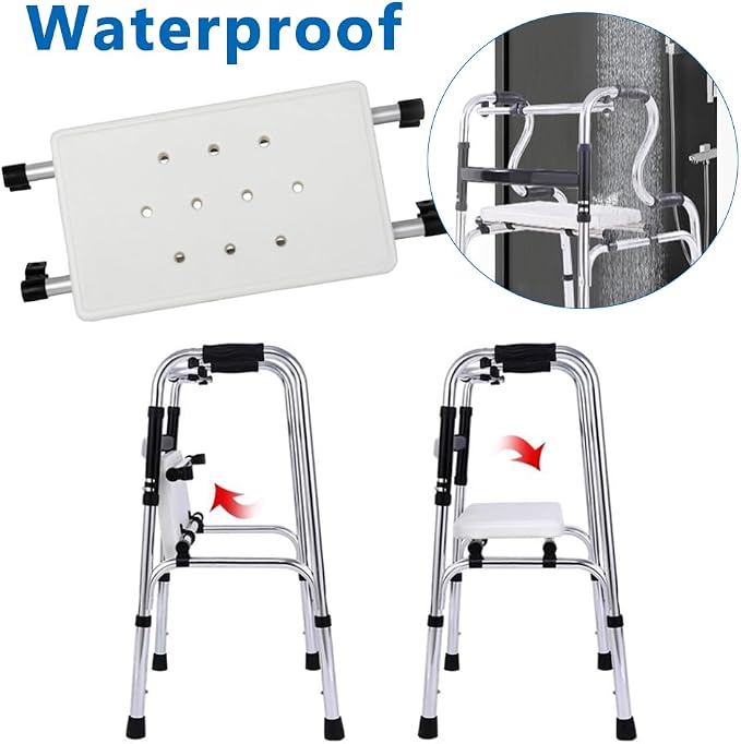 Adjustable Walker Rest Seat, Folding Walker Attachable Seat for Elderly Disabled, Range:20"~24" (Plastic)