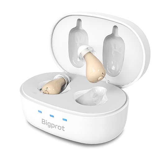 OTC Hearing Aids for Seniors, Nearly Invisible Rechargeable Hearing Aids, 100+ Hours of Charging Case Usage, Super-Mini Invisible Design, Comfort Fit in Ear Canal, AI Noise Cancellation and Clear Sound, Suitable for Various Daily Scenarios