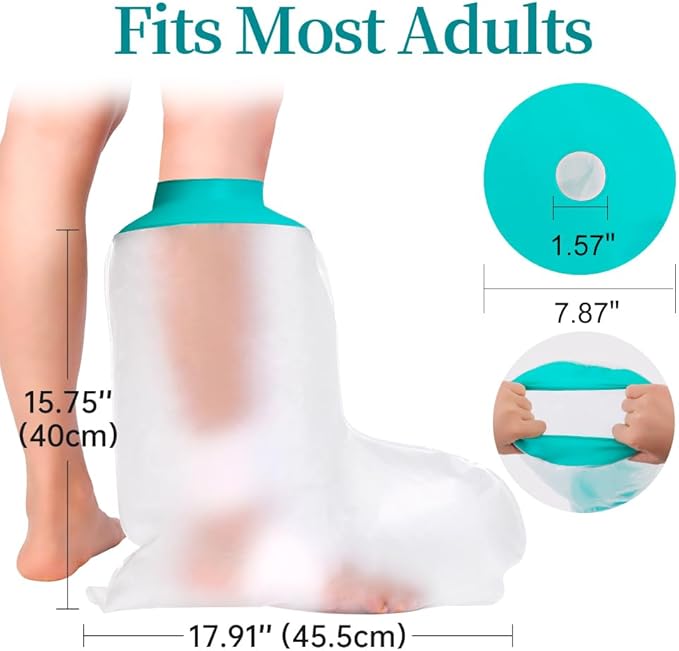 Cast Covers for Shower Leg, Waterproof Cast Cover for Showering, Cast Protector for Shower Leg Adult, Shower Boots for Foot after Surgery, Ankle, Foot (Diameter - 7.9")