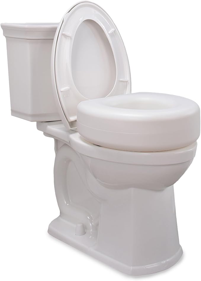 AquaSense 4-Inch Portable Toilet Seat Riser, Elevated Seat for Seniors | Elevated Seat Offers Easy Installation and Sturdy, Non-Skid Design for Round Toilets at Home or Away