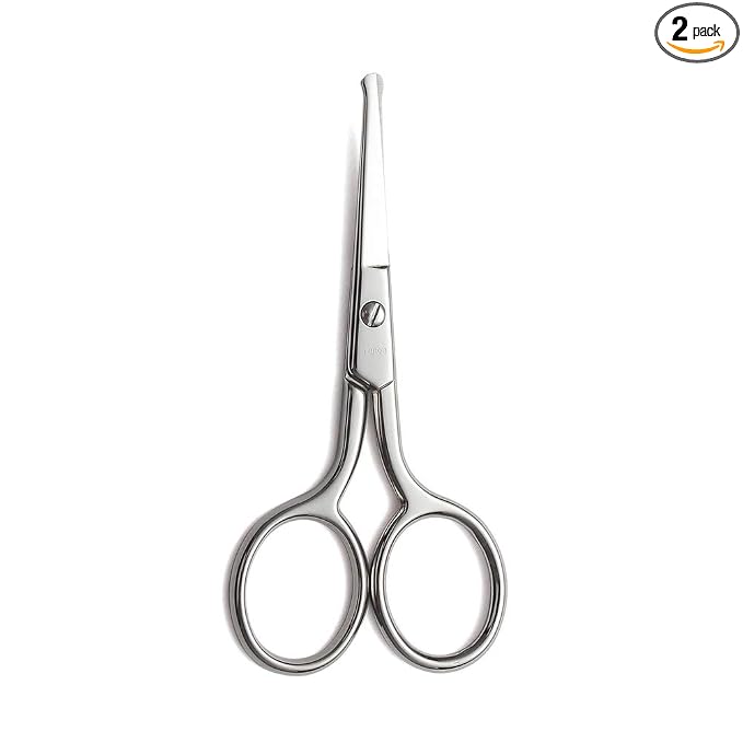 LIVINGO Premium Manicure Rounded Tip Scissors Multi-purpose Stainless Steel Cuticle Pedicure Beauty Grooming Kit for Nail, Eyebrow, Eyelash, Dry Skin, Nose Hair 3.5 inch (Pack of 2)