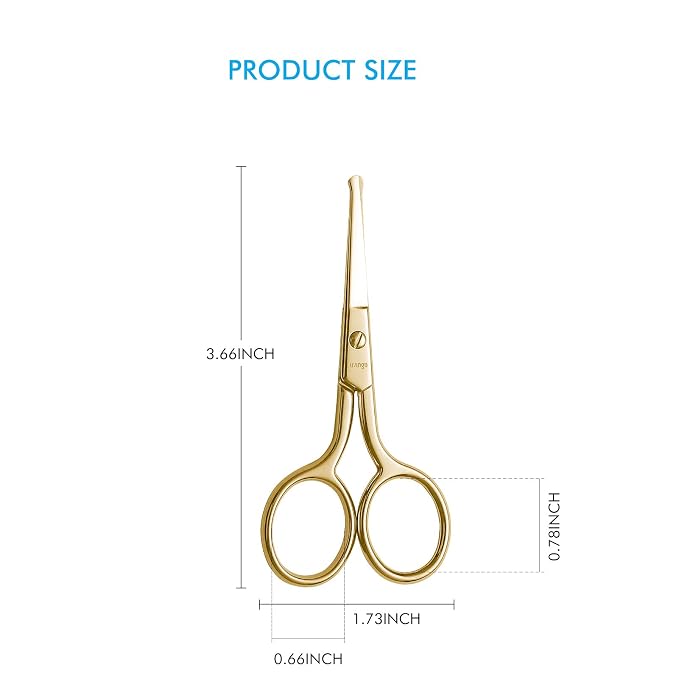 LIVINGO Professional Nose Hair Scissors Rounded Tip Stainless Steel | Straight Blade Design, Precision Grooming Tool, Beard Ear Facial Hair Trimming for Men Women