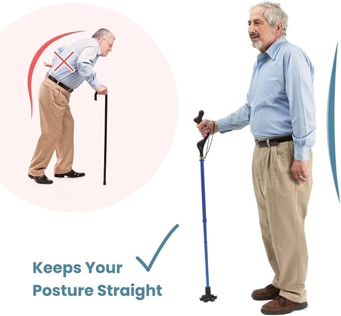 Walking Cane for Men and Women - Special Balancing Stick With 10 Adjustable Heights - Self Standing, Folding, Portable, Collapsible, and Comfortable