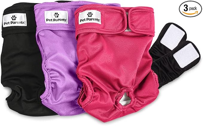 Pet Parents® Washable Dog Diapers (3pack) + Extendrs® of Durable Doggie Diapers, Premium Dog Diapers Female (X-Large, Princess)