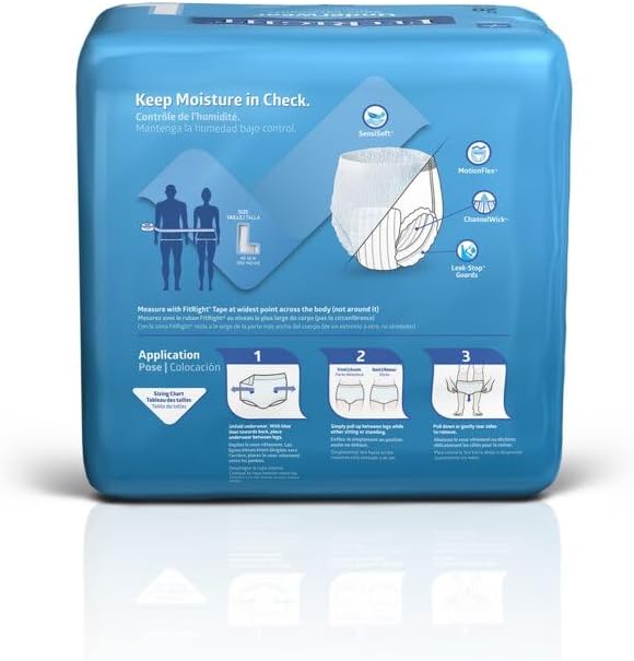 FitRight Ultra Adult Incontinence Underwear, Heavy Absorbency, Large, 40 - 56, 4 Packs of 20 (80 Total)
