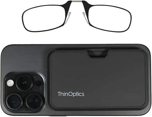 Always With You by ThinOptics Classic Reading Glasses + Case that Sticks to Your Phone - Ultra-Thin Armless Pocket Readers
