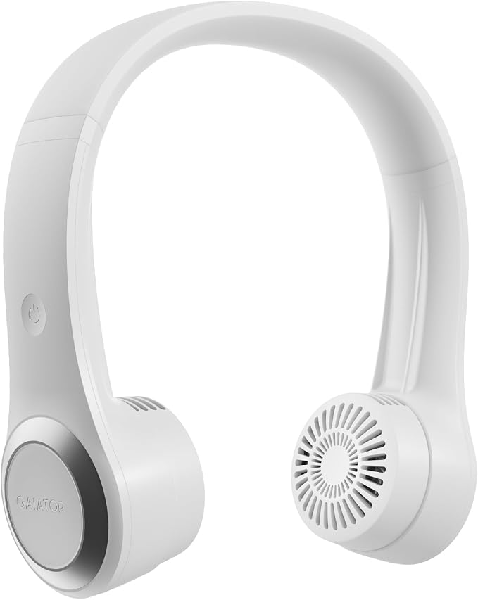 Gaiatop Portable Neck Fan, 4000mAh Rechargeable Hands Free Bladeless Mini Fans, 3 Speeds Air Outlet Can Rotate 70°, Free Adjustment Personal Wearable Cooling Fan Suitable for Travel Office White