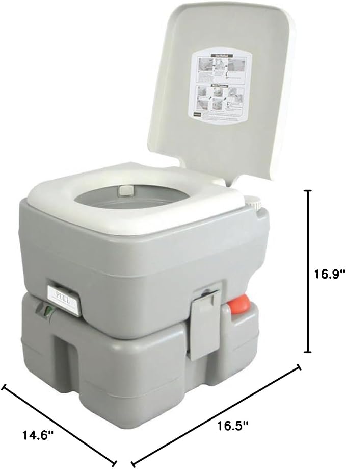 SereneLife Portable Toilet – Compact RV Travel Potty Seat with Cover, 5.3 Gallon Waste Tank, Pump Flush, Leak and Odor Proof – Ideal for Campers, Boating, and Outdoor Activities