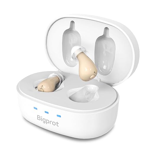 Rechargeable OTC Hearing Aids for Seniors, Digital Hearing Aids with Noise Cancellation & Feedback Suppression, Discreet Mini In-Ear Design with Simple Button Control, Magnetic Charging Case, 100H Use