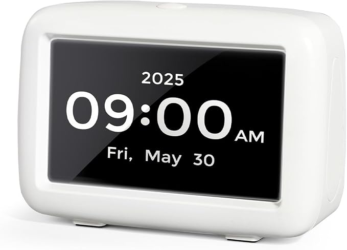 PILSAMAS Talking Clock for Seniors, 8 Medication Pill Reminders Alarms | Big digit, 12 custom event alerts, 5 Alarms & Auto DST, Bedside & desk alarm clock for blind, Visually Impaired, Dementia