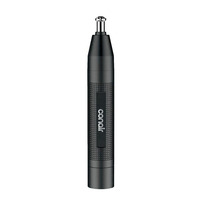 ConairMAN 360° Bevel Blade Ear and Nose Trimmer | Patented 360° Beveled Blade Trims Ear, Nose, and Brows with No Pulling, Black/Silver, PG1000LL