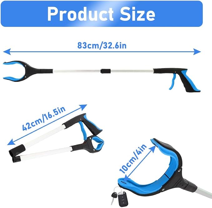 32" Grabber Reacher Tool, Foldable Reacher Grabber Pickup Tool with 360° Rotating Jaw & Magnet, Heavy Duty Pick Up Stick Grabbers for Seniors, Lightweight Grabbers