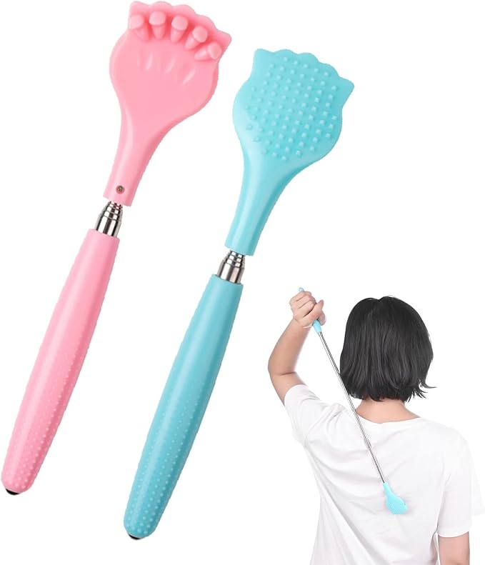 WUBAYI 2Pcs Back Scratchers, Portable Expandable Back Scratchers, Non-Slip Handheld Massager, with Telescopic Handle for Tickling Massage of Head, Back, Legs and Other Body Parts