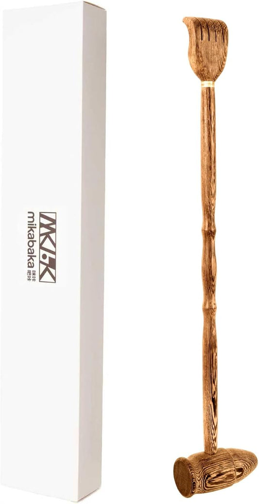 Back Scratcher with Massage Hammer, 100% Natural Wood Finger-Like Back Scratchers for Adults Men Women,19 Inch Thicken Extended with Body Massager Gifts for Senior(3- Bullet Version)