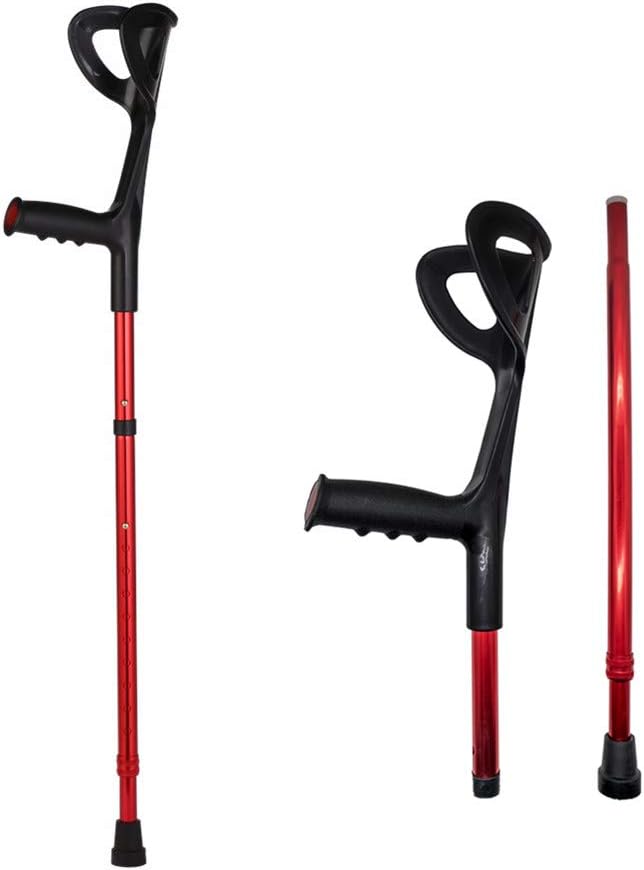 Lightweight Foldable Forearm Crutch, Aluminum Walking Stick,Height Adjustable, Ergonomic Handle with Comfortable Grip 2ZG-02BM (Red)