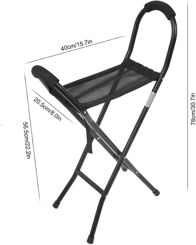 Foldable Cane seat, Foldable Travel seat Cane Stool Portable Lightweight Walking Chair with seat Travel Stool Cane Travel Stool Cane for Seniors Walking Stick with seat Load 113kg