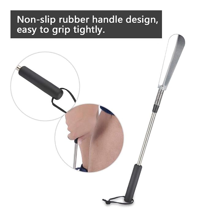 Aid shoehorn Telescopic, Shoe Horn Long Handle Spring Shoe Horn Shoe Accessory Stainless Steel Shoe Lifter for Elderly People,Pregnant woman and Move Inconvenient person