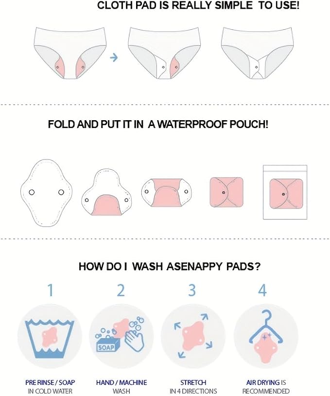 10 pcs M Size Random Prints Reusable Cloth Menstrual Pads for Women Period(10M-randomprints)