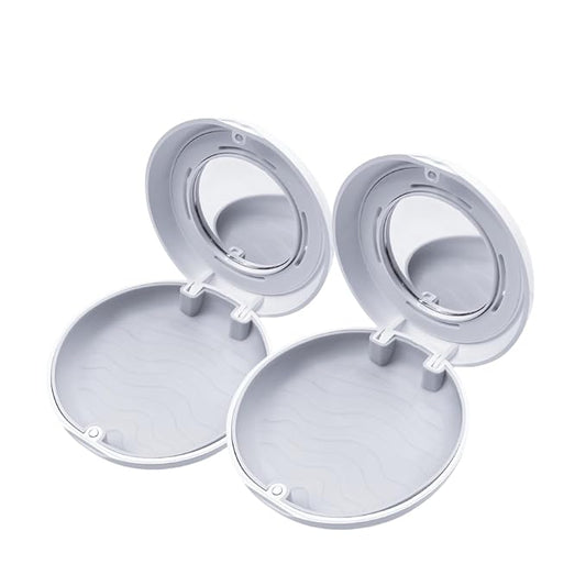 2pcs Retainer Case with Mirror and Vent Holes, Convenient and Cute Orthodontic Aligner Retainer Case for Travel, Give to Family Members, Friends and Colleagues