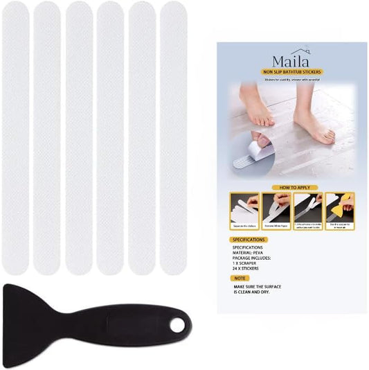 Maila - Anti-Slip Safety Stickers for Bathtub, Floors and Stairs, Waterproof, Residue-Free Removal