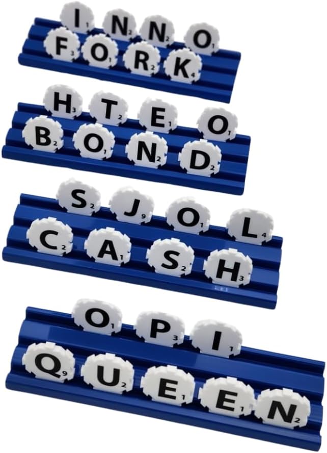 Tile Racks for Word Strategy Game, Set of 4 Plastic Stand Holders for Word Puzzle Tiles