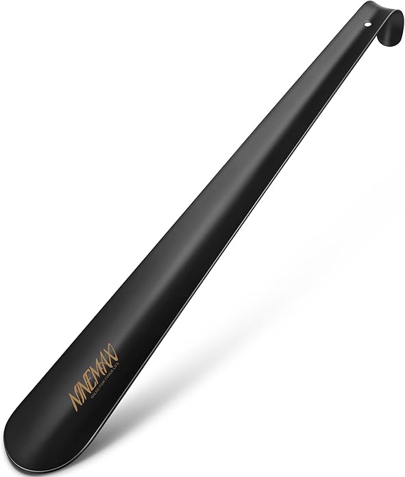 NINEMAX Shoe Horn Long Handle Metal 16.5" for Boot, Long Shoe Horns for Seniors for Men, Women