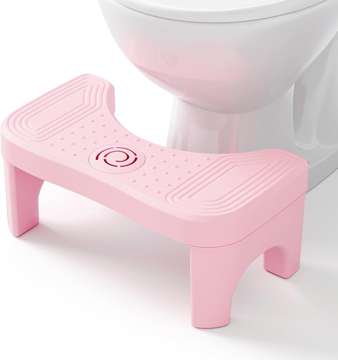 Recximi Pink Toilet Poop Stool Squat Adult, 6.7 Inch Squatting Potty for Adults & Kids, Plastic Bathroom Stool for Pooping, Non-Slip Toilet Foot Step, Easy to Wash, 1 Pack