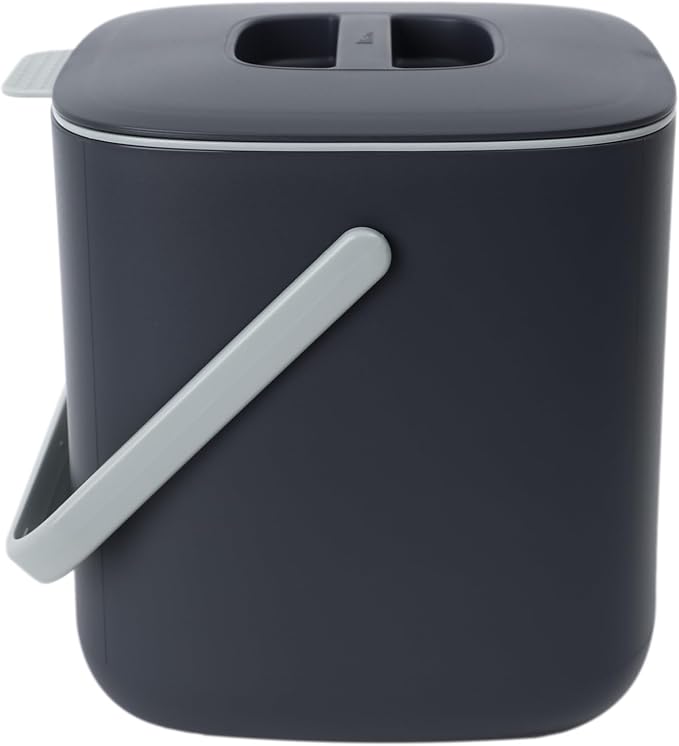 Blue Ginkgo Kitchen Compost Bin, 2.6L Countertop Compost Bin, Dark Grey | Odor-Tight. Filter-Free. Dishwasher Safe. (Standard)