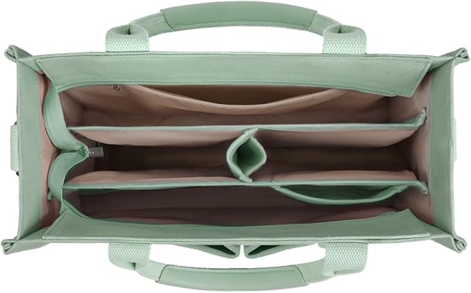 FIORETTO Canvas Tote Bag for Women with Zipper Closure & Individual Compartments for Work College for Teacher & Nurse
