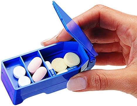 Ezy Dose Pill Cutter and Splitter with Storage, Cuts Pills, Vitamins, Tablets, Stainless Steel Blade, Travel Sized, Colors May Vary (Pack of 2)