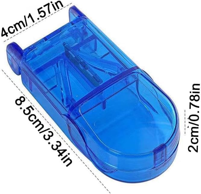 2 Pcs Pill Cutter Splitter, Cuts Pills for Small and Tiny Pills Tablet Splitter with Guard Pill Cutter and Crusher Cuts Pills for Cutting Small Pills or Large Pills in Half Daily Medicine Organizer