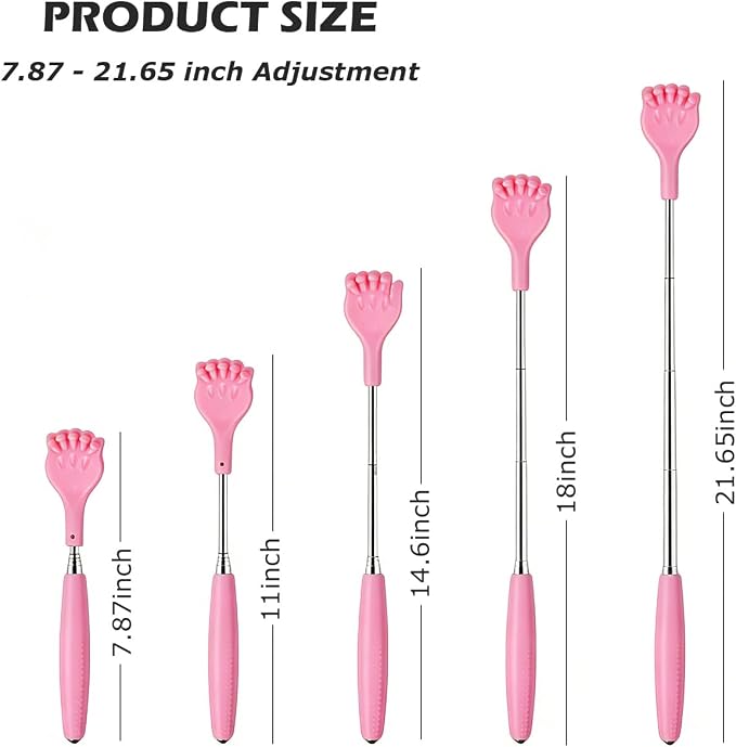 Back Scratcher for Women Men - Paw Shape | Back Scratching Tool Extendable Portable and Lightweight 21.65inch Pink