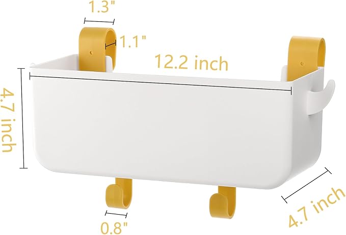 2 Pack Bedside Organizer Hanging Caddy, Bunk Bed Shelf Plastic Storage Basket with Hooks for Dorm, Bathroom Handrail, Remote Holder, Bottles, Office Supplies