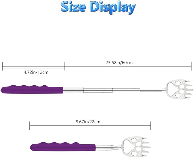 8 Pack Back Scratcher for Adults Extendable - Bear Claw Back Scratchers for Men - Portable Telescoping Backscratcher with Rubber Handles in Black, Green, Purple, Red Color