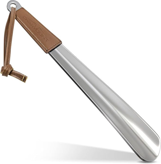 Charmount Metal Shoe Horn - 12 Inch Long Shoe Horns for Senior, Men, Women, Kids, Stainless Steel Shoehorn with Handle (Durable, Upgraded 2mm Thick) | Men, Women, Kids, Stainless Steel Shoehorn with Handle (Durable, Upgraded 2mm Thick)