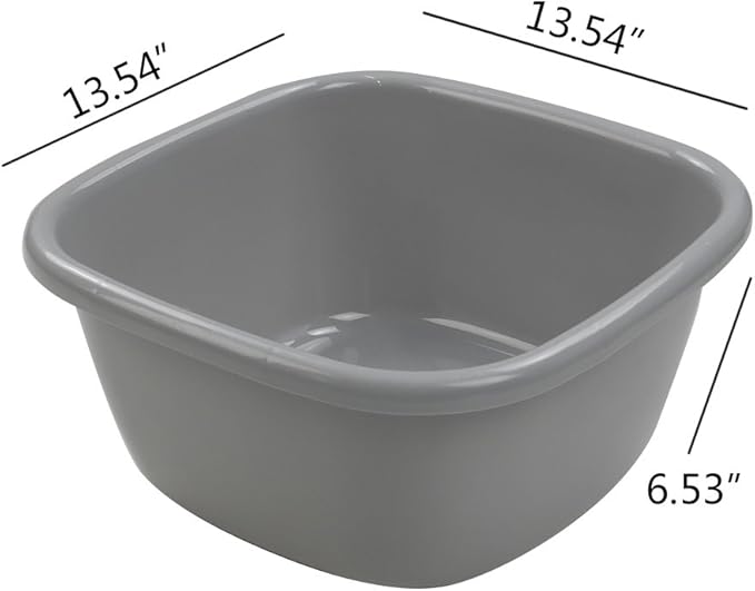 Begale 3-Pack 16 Quart Plastic Wash Basin, Dish Pans Kitchen Sink, Gray