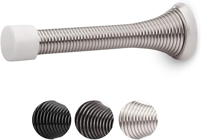 HOMOTEK 40 Pack Spring Door Stopper with Rubber Bumper Satin Nickel 3-1/8" Flexible Spring Heavy Duty Wall Door Stop Low Mounted Door Bumper for Home (Satin Nickel)