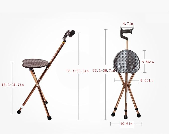 Alloy Folding Cane with Seat, Lightweight Walking Stick Cane with Seat 400lbs Capacity,Adjustable Height (32"-36") & Seat (18"-23"),Portable Cane Seat Chair with Anti-Slip Support for Adults Seniors
