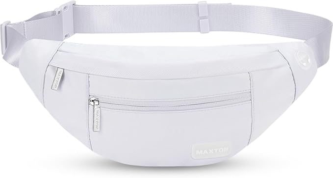 Large White Fanny Pack Sling Bag Trendy Travel Essentials for Women Men | Stylish,4-Zipper Pockets,Adjustable Belt,Fashion Cross Body Bag for Enjoy Yoga Traveling Workout Running Shopping