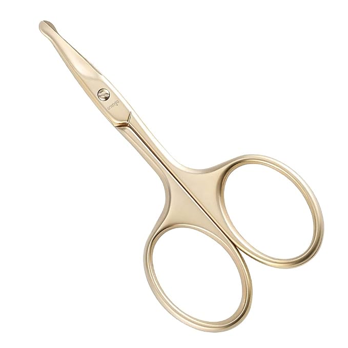 LIVINGO Small Nose Hair Scissors Curved Blade Rounded Tip Gold | Stainless Steel Construction, Safe Blunt Tip, Precision Trimming for Eyebrow Cuticle Facial Hair Care