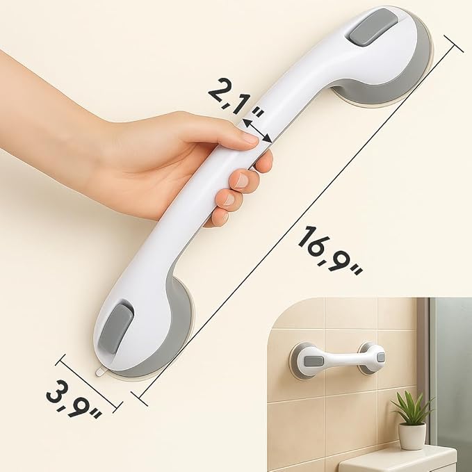 2 Pack Grab Bars for Bathtubs and Showers,Shower Handles for Elderly Seniors bar Bars Safety Elderly Suction 500 lbs Cup and Walls bathtubs Handicap Heavy Duty Grabbers Wall