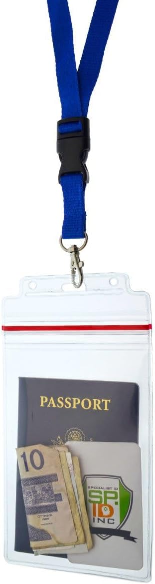 Bulk 20 Pack - Heavy Duty Water and Tear Resistant Passport Holders with Lanyard - 4X6 Insert is ideal for Cruise and Beach Vacation Documents (Royal Blue)