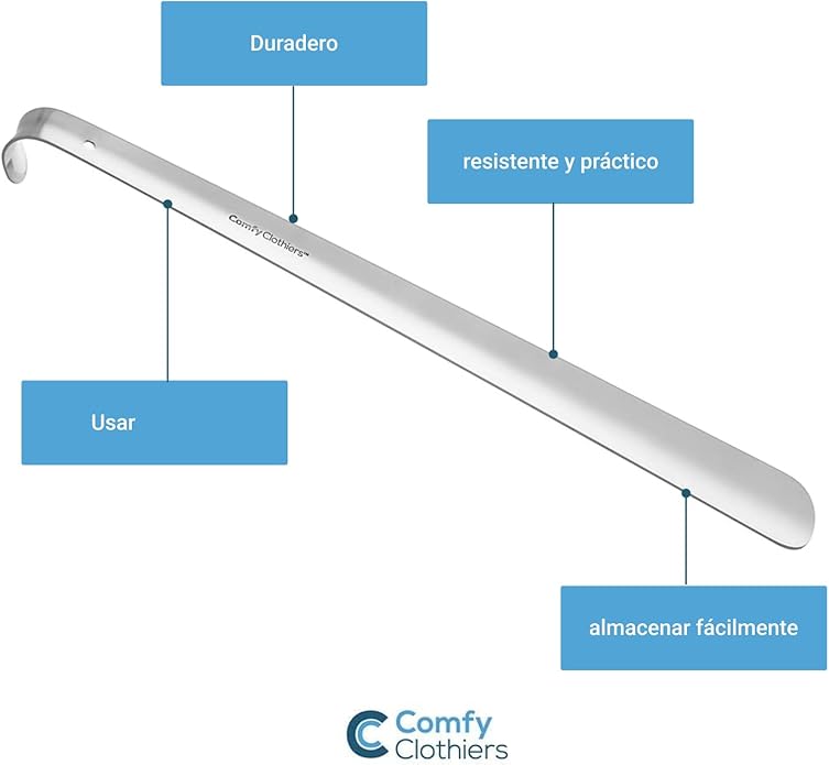 Comfy Clothiers Extra Long Metal Shoe Horn With Handle (31 inch) Multifunctional Stainless Steel Stick For Seniors & Kids, Shoe Helper For All Types Of Footwear - Shoe Horn for Seniors