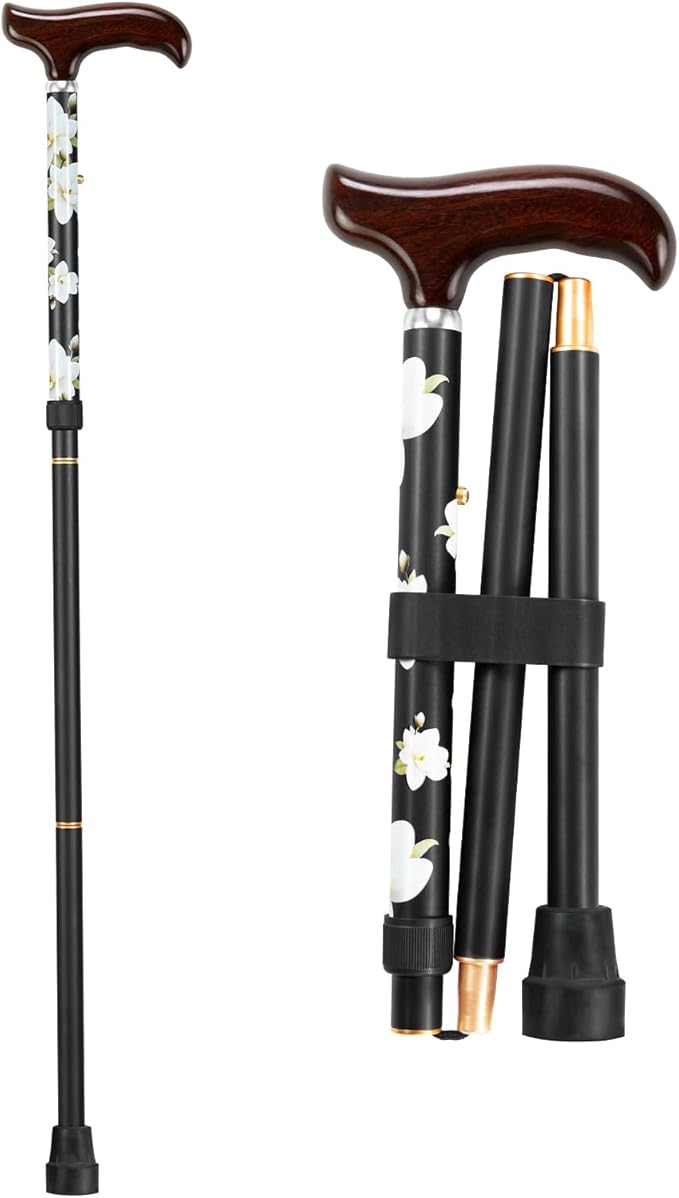 Stylish Foldable Walking Cane - Pattern Printed, Adjustable, for Men and Women Stability and Balance, Light Weight, for 5'~6' Height