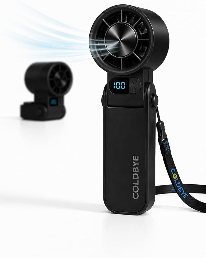 Portable Handheld Fan with Cooling Plate, 199-Speed Stepless Control, 3-in-1 Foldable Fan for Handheld/Desktop/Neck, Powerful Airflow Personal Fan for Travel, Makeup, Outdoor, Summer Essentials（black）