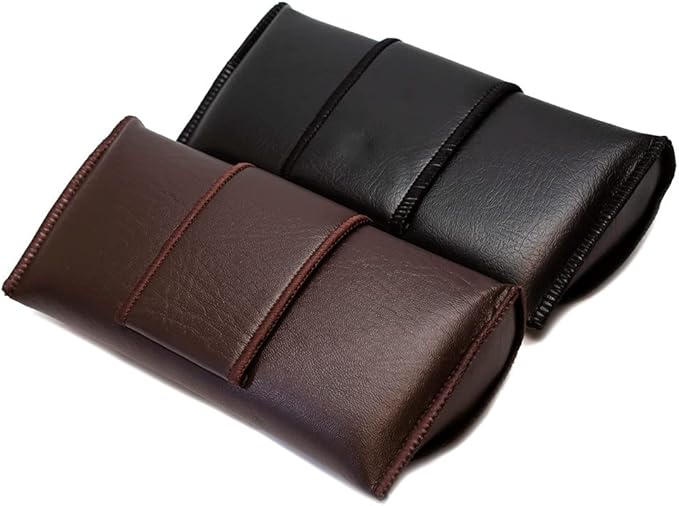 Calabria Double Snap Belt Loop Eyeglass Case PU Leather Black Brown 2Pack Vintage Eye Glasses Pouch SemiHard Sunglass Holder